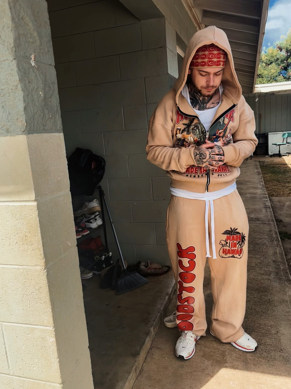 TAN LOOSE LIPS SINK SHIPS SWEATSUIT